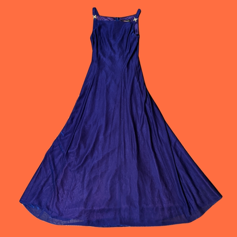 Vintage 1980s 80s Betsy & Adam shimmer iridescent purple blue gown